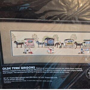 Vintage Embroidery Kit-Olde Tyme Wagons by Dimensions-- Counted cross-stitch